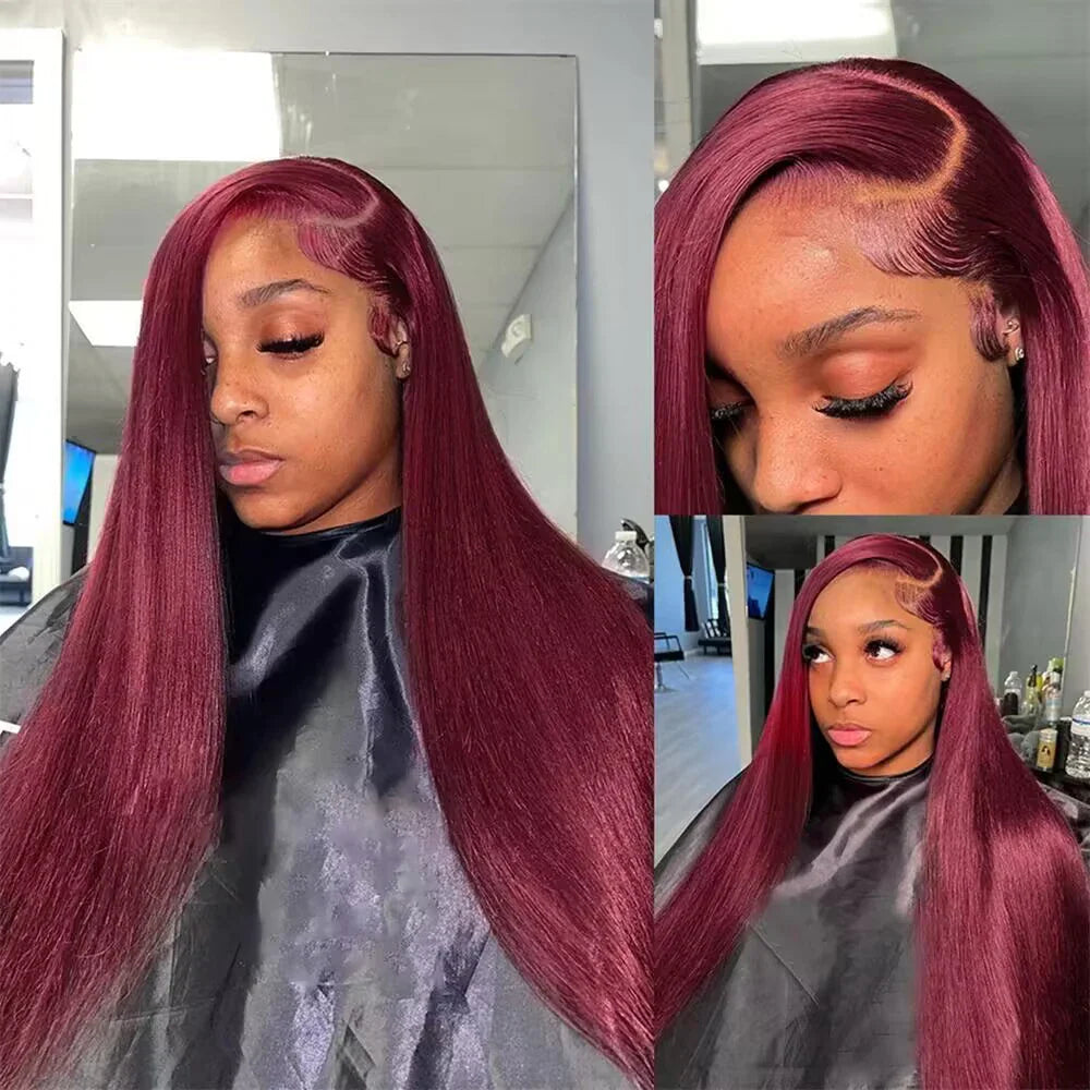 99j Burgundy Lace Front Wig 180% Density
