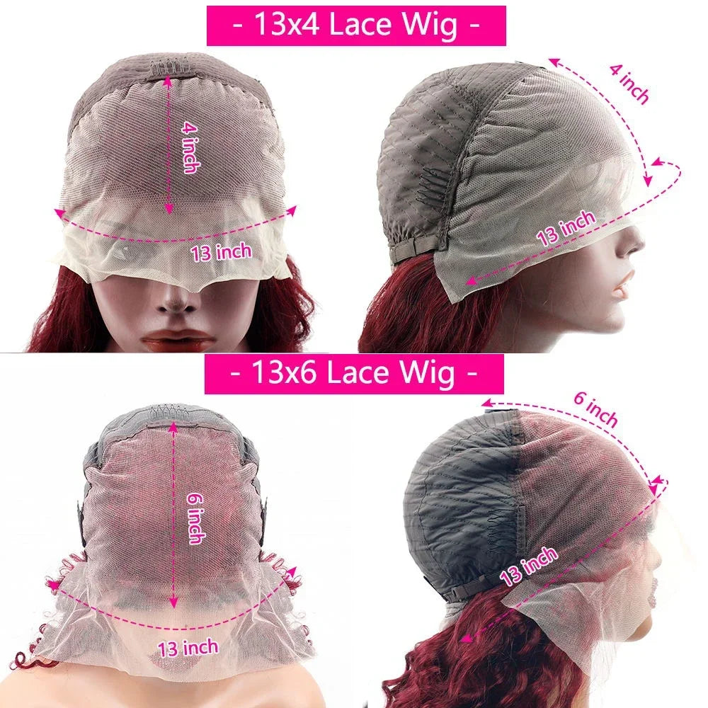 99j Burgundy Lace Front Wig 180% Density