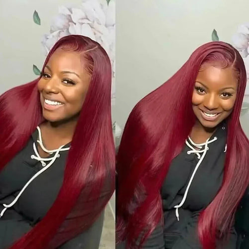 99j Burgundy Lace Front Wig 180% Density